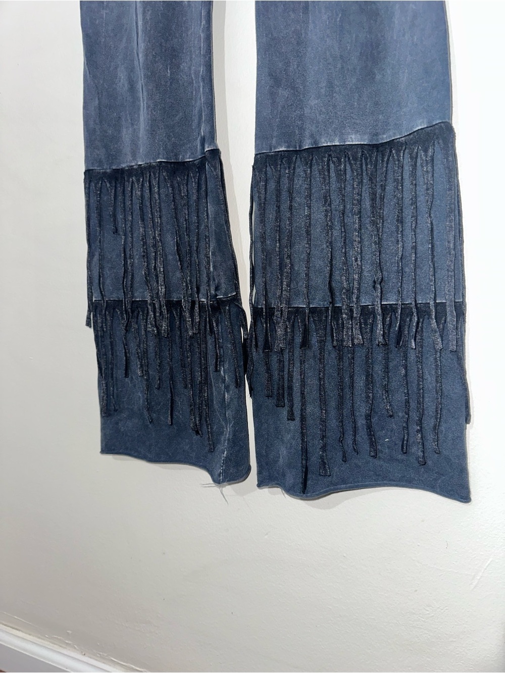 {T Party} Women’s High-Waist Black Fringe Wide-Leg Yoga Pants - Picture 2 of 5